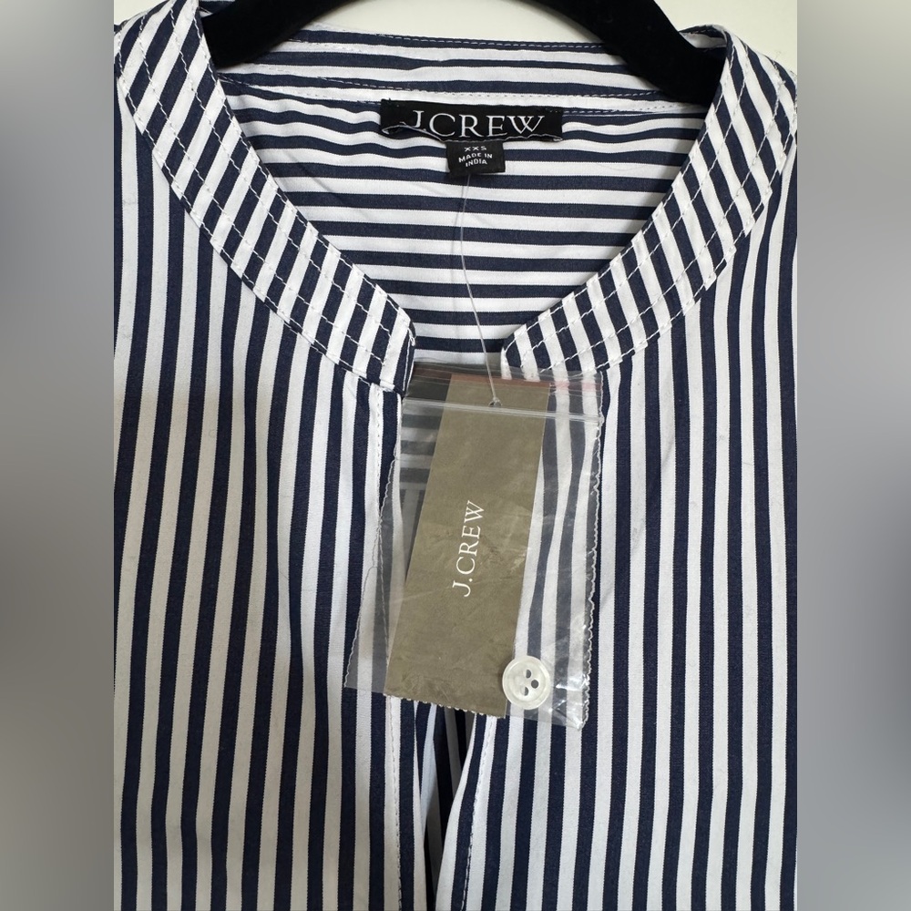 NWT! | J. Crew Delilah dress in striped 100% cotton poplin navy blue & white XXS - Picture 9 of 16